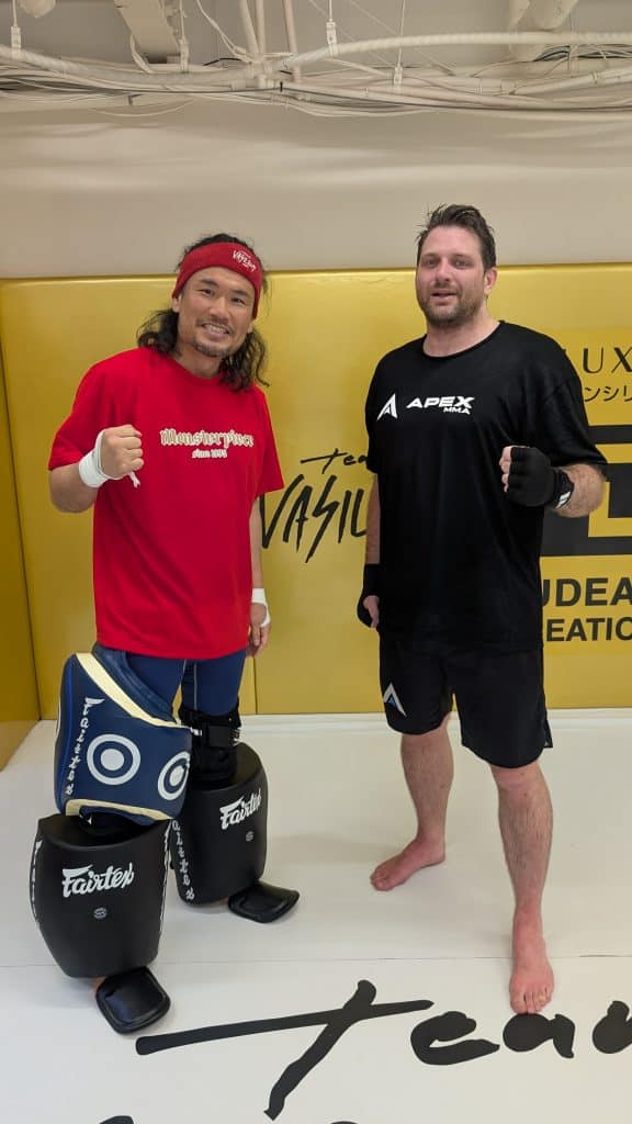 Sonny Brown after a padwork session at Vaselius Gym in Tokyo